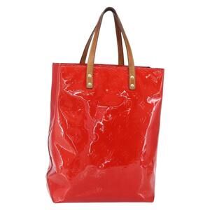 LOUIS VUITTON Monogram Vernis Reade MM Hand Bag Red Rouge M91086 LV Auth 150501
